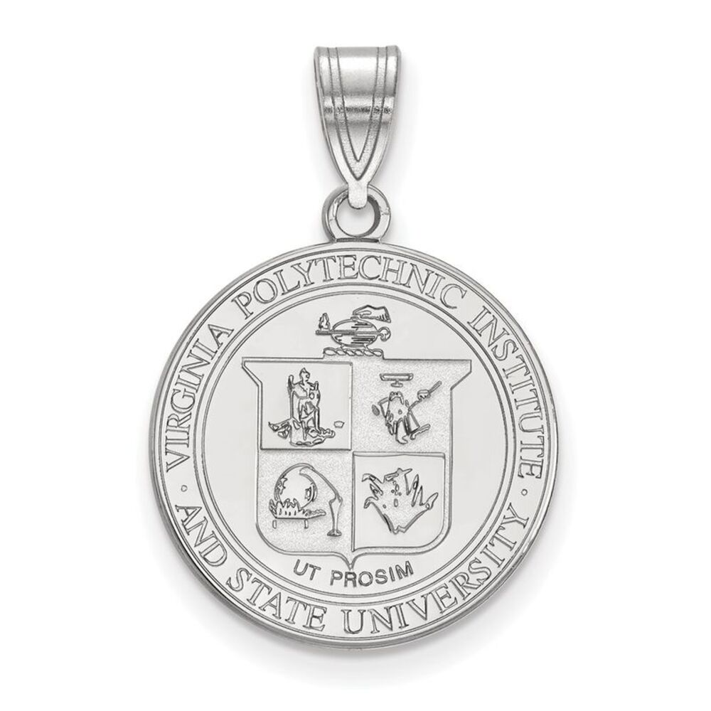 10K White Gold Virginia Tech Large Crest Disc Pendant